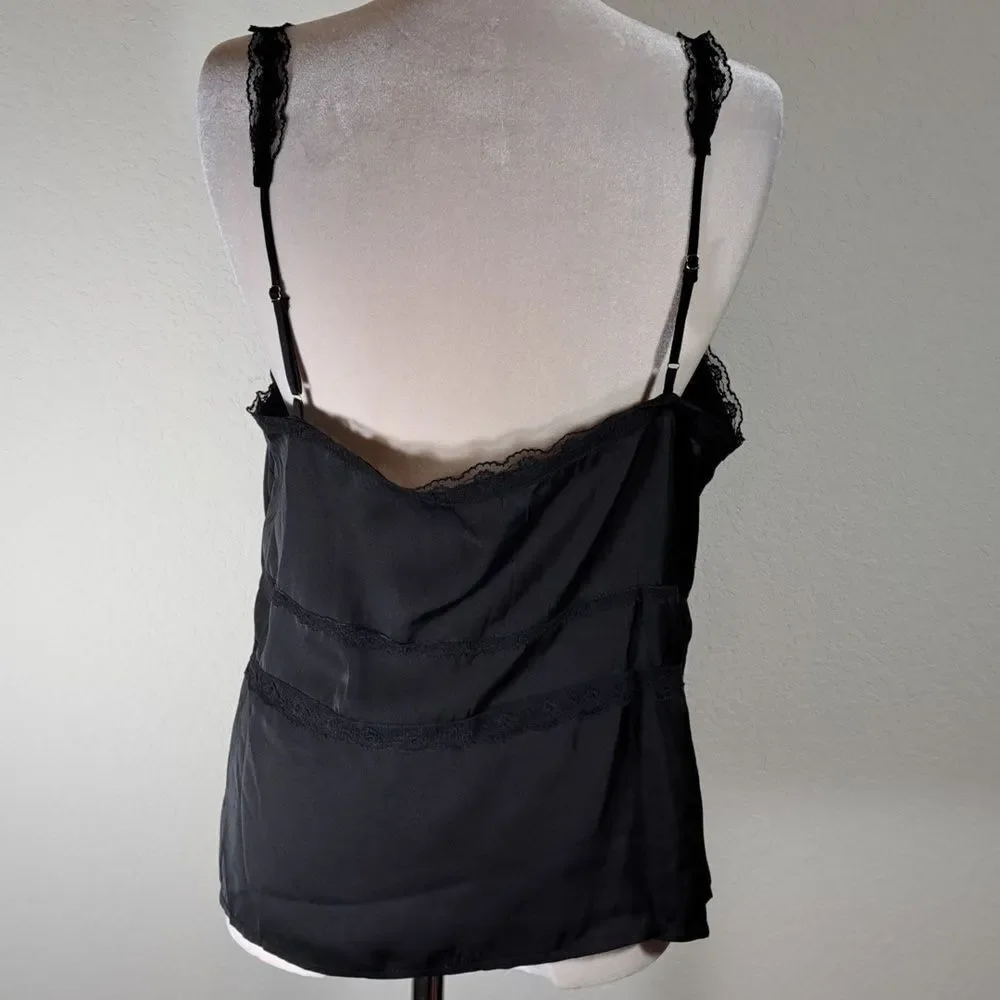 Aqua Women's Camisole Black Size XL Lace Trim Adjustable Straps Side Zipper NWOT